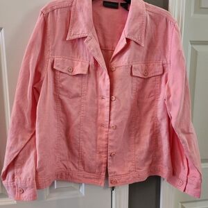Relativity Pink Utility Jacket- 100% Linen- Size XL